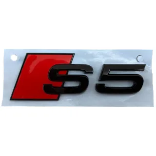 Original Audi S5 A5 Black Edition Emblem Schriftzug Logo Emblem in Schwarz glänzend für das Heck / Hinten selbstklebend