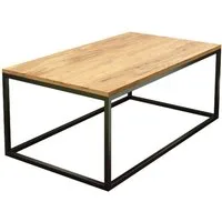 Liadomo Couchtisch Granada, Wohnzimmertisch, Sofatisch, Massivholztisch, Akazie Natur, Metallgestell schwarz, rechteckig, vormontiert