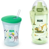NUK Babyflasche NUK Baby Trinkflasche/Becher Action Cup + Flexi Cup Vorteil Set