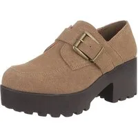 Ital-Design Damen Plateau Halbschuh mit Schnalle und Blockabsatz Slipper (92269353) Blockabsatz Mokassins in Hellbraun