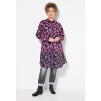 Ulla Popken Longbluse Longbluse Herzen A-Linie Hemdkragen Langarm