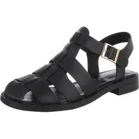 Ital-Design Modische Damen-Sandalen mit Schnalle für den Sommer Riemchensandalette (89542798) Blockabsatz Riemchensandalen in Schwarz