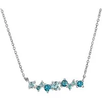 Zeeme Collierkettchen Silber 925 rhodiniert mit 9x Blautopas (beh)