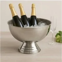 Koopman Wein- und Sektkühler Weinkühler Flaschenkühler Eiseimer Ø39cm Edelstahl Silber, für 3-5 Flaschen, Glänzend, Höhe 24 cm, Rostfrei, Standsicher