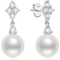 ROUGEMONT Perlenohrringe Funkelnde Perlen Ohrhänger Perlen Ohrringe Brautschmuck 925 Silber, 925 sterling Silber