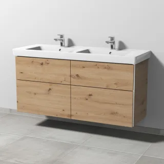 Sanipa 3way Waschtischunterbau zu Villeroy & Boch Subway 2.0 Waschtisch mit 4 Auszügen, Eiche Natura BR61785