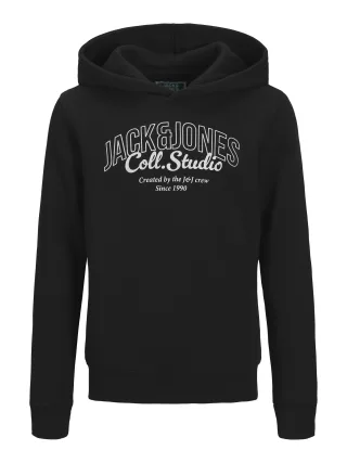 JACK&JONES - JJMAKOTO SWEAT HOOD JNR Black - Gr. - 128