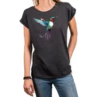 MAKAYA Print-Shirt Damen Kolibri Motiv Sommer Top Druck Vogel Kurzarmshirt Tunika Oversize