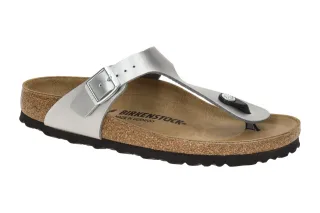 Birkenstock 43853 BS Gizeh Damen Pantoletten Silver Anatomisches Kork-Latex-F...