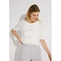 MORE&MORE Strickjacke kurze, shiny Struktur-Strickjacke