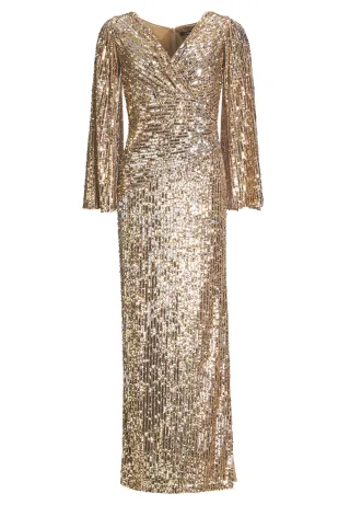 SWING - Abendkleid aus Paillette mit Capeärmeln copper - Gr. - 36