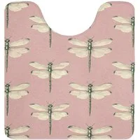 OnlyWow WC-Vorleger Lillibells - Muster - Rosa, Höhe 10 mm, Polyester, U-Form, Vorleger mit Ausschnitt, Toilettenvorleger, Toilettenteppich