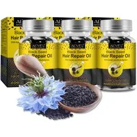 ALIVER Haaröl Schwarzkümmelöl Haarwachstum Kopfhaut Haarpflege in Kapseln Bio Vegan, 3-tlg.