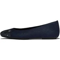 Fitflop DELICATO CRYSTAL CAP-TOE DENIM BALLET FLATS Ballerina Schlupfschuh, Businessschuh mit funkelnden Strasssteinchen besetzt