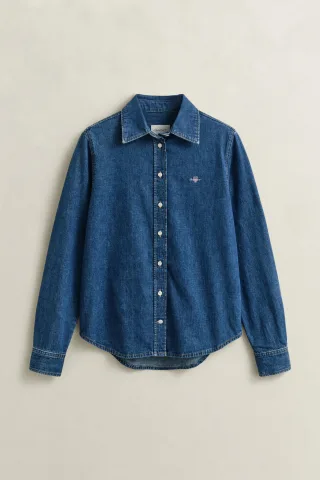 GANT - Regular Fit Jeansbluse Blau - Gr. - 36
