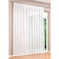 DecoHome24 Gardine Voile Weiß (1 St), Kräuselband, transparent, Store