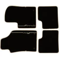 FIAT Auto-Fußmatte Original Fußmatten Textilmatten Velour schwarz 71807944 (4 St), für Fiat 500, Elfenbeinfarbenes 500-Logo + IT Flagge