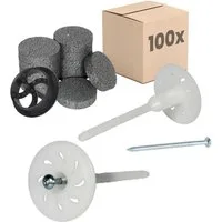 PROTEKTOR Schrauben- und Dübel-Set Dämmstoff-Schraubdübel Ø8mm mit verzinkter Stahlschraube, vormontiert, (100x Dämmstoff-Schraubdübel Set Ø8x120mm, 300 St., (inkl. 200x Rondelle + 1 Fräser)