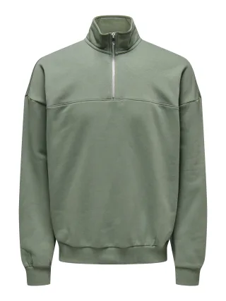 ONLY&SONS - ONSCERES OVZ TRACK HALF ZIP SWEAT VD laurel wreath - Gr. - S