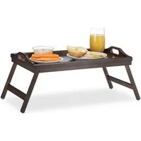 relaxdays Tabletttisch Klappbares Betttablett dunkelbraun