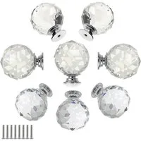 TUWENA Möbelgriff 8-teilige runde Kristallgriffe und Schubladengriffe mit Schrauben (8-St)
