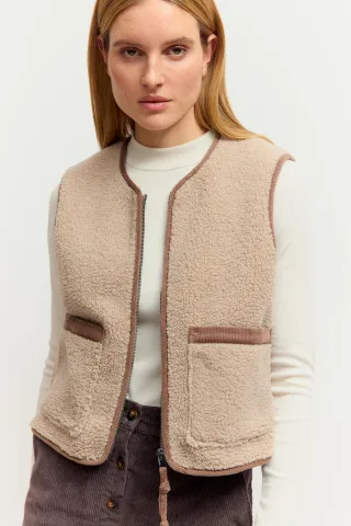 THE FASHION PEOPLE - Teddy Vest STONE DUST - Gr. - 34