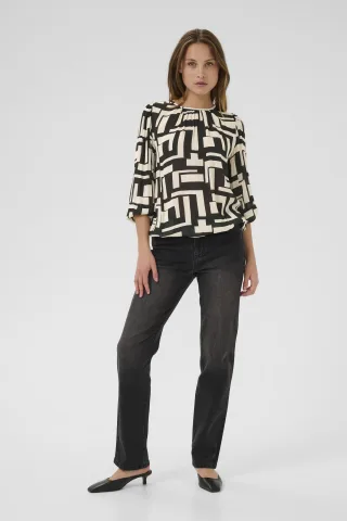 Langarm-Bluse KAlorina Regular fit black white