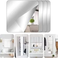 Cachito Wandspiegel 4 Stück Fliesenspiegel Spiegel zum Aufkleben,Acrylspiegel Schulspiegel, für Wand Schule Zuhause Wohnzimmer Badezimmer Schlafzimmer