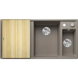 Blanco AXIA III 6 S Spüle 523469 100x51cm, PuraDur tartufo, rechts, mit Holzschneidbrett