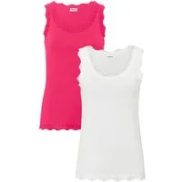 bonprix Shirttop (Packung, 2-tlg) schmale Passform, mit dekorativer Spitze, aus Viskose-Mix
