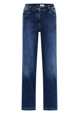 Cecil - Wide Leg Jeans mit Nieten blau - Gr. - 26/32