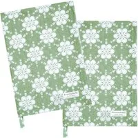 Krasilnikoff Geschirrtuch Flowers, (2-tlg., 2-teilig), Geschirrtücher ca.50x70cm Baumwolle