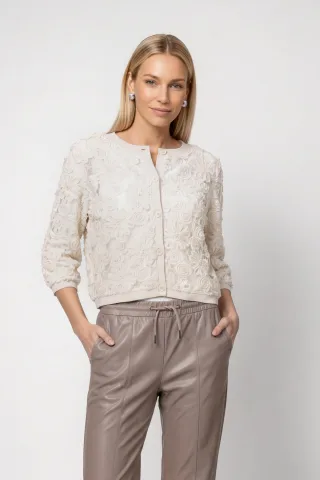 monari - Strickjacke mit Blumenmuster pearly - Gr. - 34