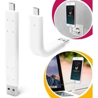 Mobilefox Universal Micro USB Biegbar Handy Lade Daten Kabel Halter Weiß Smartphone-Kabel