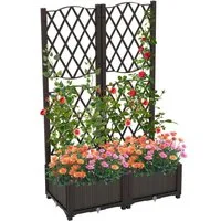 COSTWAY Blumenkasten, mit Rankgitter, Hochbeet mit Spalier, 80x40x122 cm