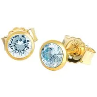 NKlaus Paar Ohrstecker Paar Ohrstecker Echt Blautopas Gelbgold 333 8 Kara (1 Paar - 2 Stück)