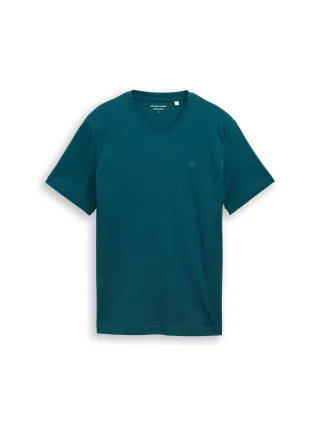 Tom Tailor - T-Shirt mit Logo-Stickerei deep meadow green - Gr. - XXXL