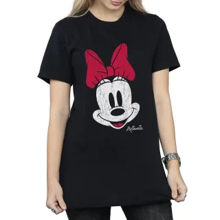 Disney Damen/Damen Mickey Mouse Baumwoll-Boyfriend-T-Shirt mit Distressed-Effekt (Schwarz)