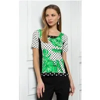 Passioni T-Shirt Kurzärmeliges T-Shirt in Weiß mit Blätter- und Punktedruck