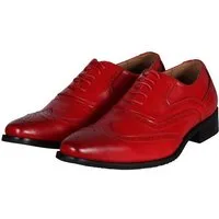 thetru Kostüm Oxford Herrenschuh rot, Elegante Brogue Schnürschuhe in knalliger Farbe