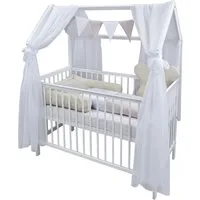 Baby-Delux Komplettbett Hausbett Babybett Komplettset Waffelpique, 12-tlg., Kinderbett 60x120 cm weiß, Bettset verschiedene Designs