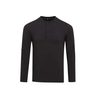 Premier Mens Long John Roll Sleeve T-Shirt (Schwarz)