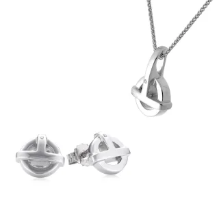 Orphelia Damen 925 Sterling Silber Set: Kettenanhänger + Ohrringe - Silber SET-5677