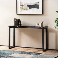FINEBUY Konsolentisch FB103276 Anrichte 120cm Marmor Optik Flurtisch Schwarz (Marmor-Optik Schwarz 120 cm, Flurtisch Klein), Ablagetisch Metallbeine, Dielentisch Home-Office