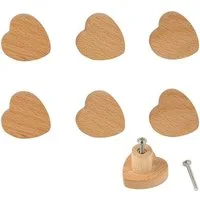 AFKSMILE Möbelknopf Schrankknöpfe, 6 Stk, herzförmig Massivholz mit natürlicher Textur (6-St)