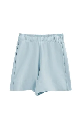 Kurze Hose aus Baumwolle hellblau mit gesticktem Logo