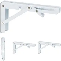 relaxdays Wandregalhalter Klappbare Regalträger 4er Set, 4-tlg., weiß