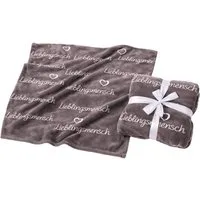 what the shop Tagesdecke Kuscheldecke Lieblingsmensch 130x160 cm grau 100% Polyester, Flauschige Wärme für Lieblingsmenschen