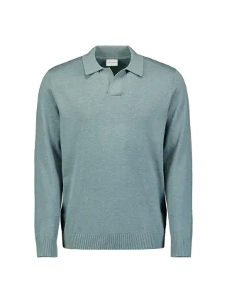 No Excess - Pullover Polo V Melange Dusty Blue - Gr. - XXXL