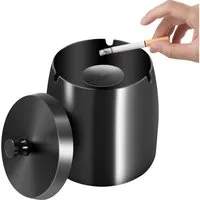 BlingBin Aschenbecher mit Deckel Winddichter Aschenbecher aus Edelstahl, für das Home Office, den Desktop, die Terrasse, den Balkon im Freien